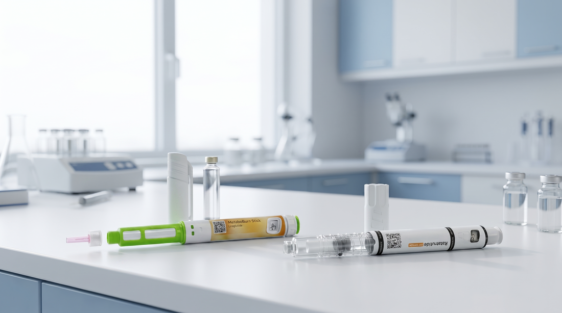 Dual chamber peptide pens – illustration av pre-mixed peptidpennor med två separata kammare för exakt dosering och ökad stabilitet i laboratorieförsök