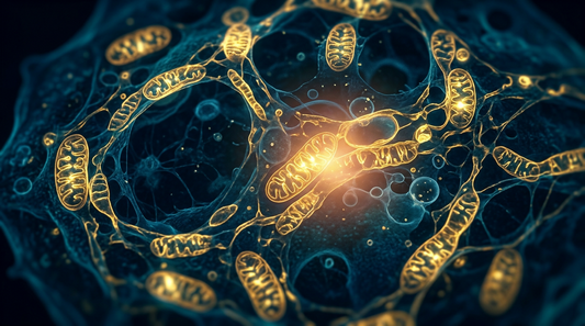 NAD+ molekylstruktur och DNA-dubbelhelix – illustration av nikotinamidadenindinukleotid och cellulär åldringsbiologi